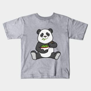 Panda with bowl salad Kids T-Shirt